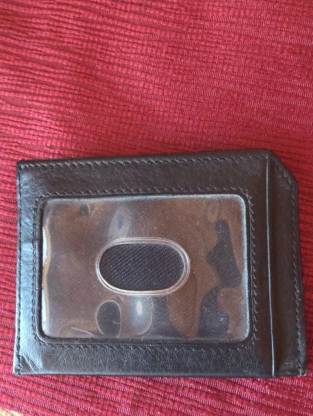 Wilsons Leather Brown Leather ID Card Holder with Clear Window